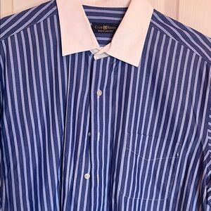 Club Room Men's Shirt with Blue and White Stripes